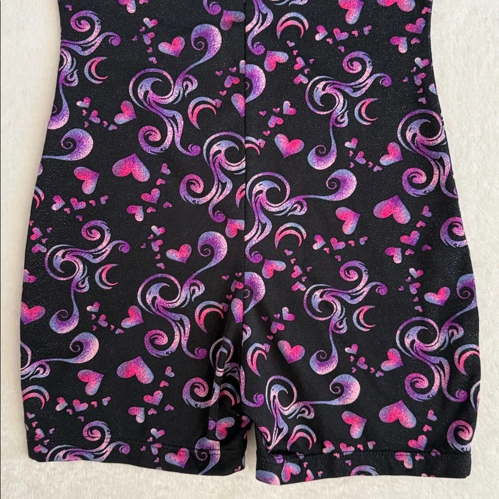{Danskin} Freestyle | Heart Shimmer Gymnastics Dance Biketard Leotard (M 7/8)